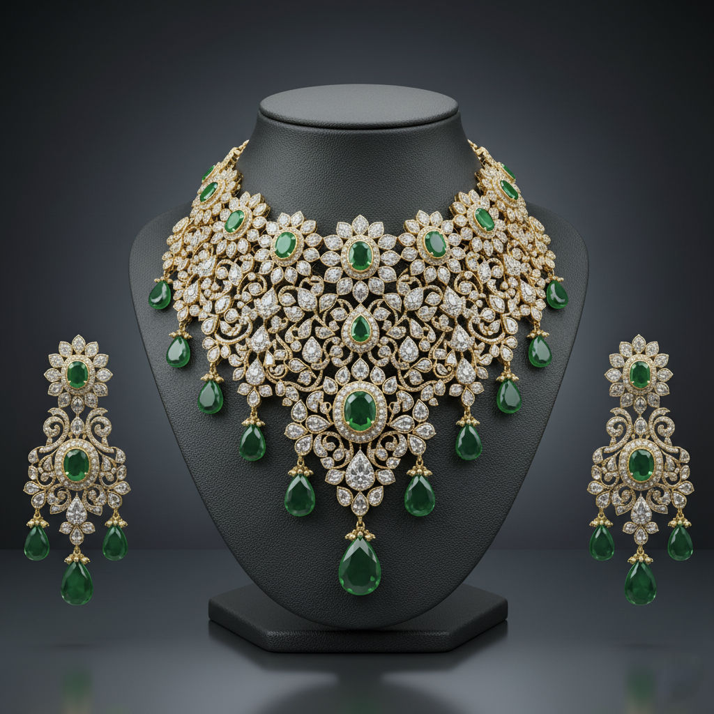 Emerald Floral Regal Bridal Set