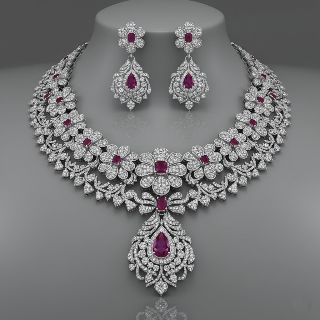 Blooming Ruby Ornate Necklace