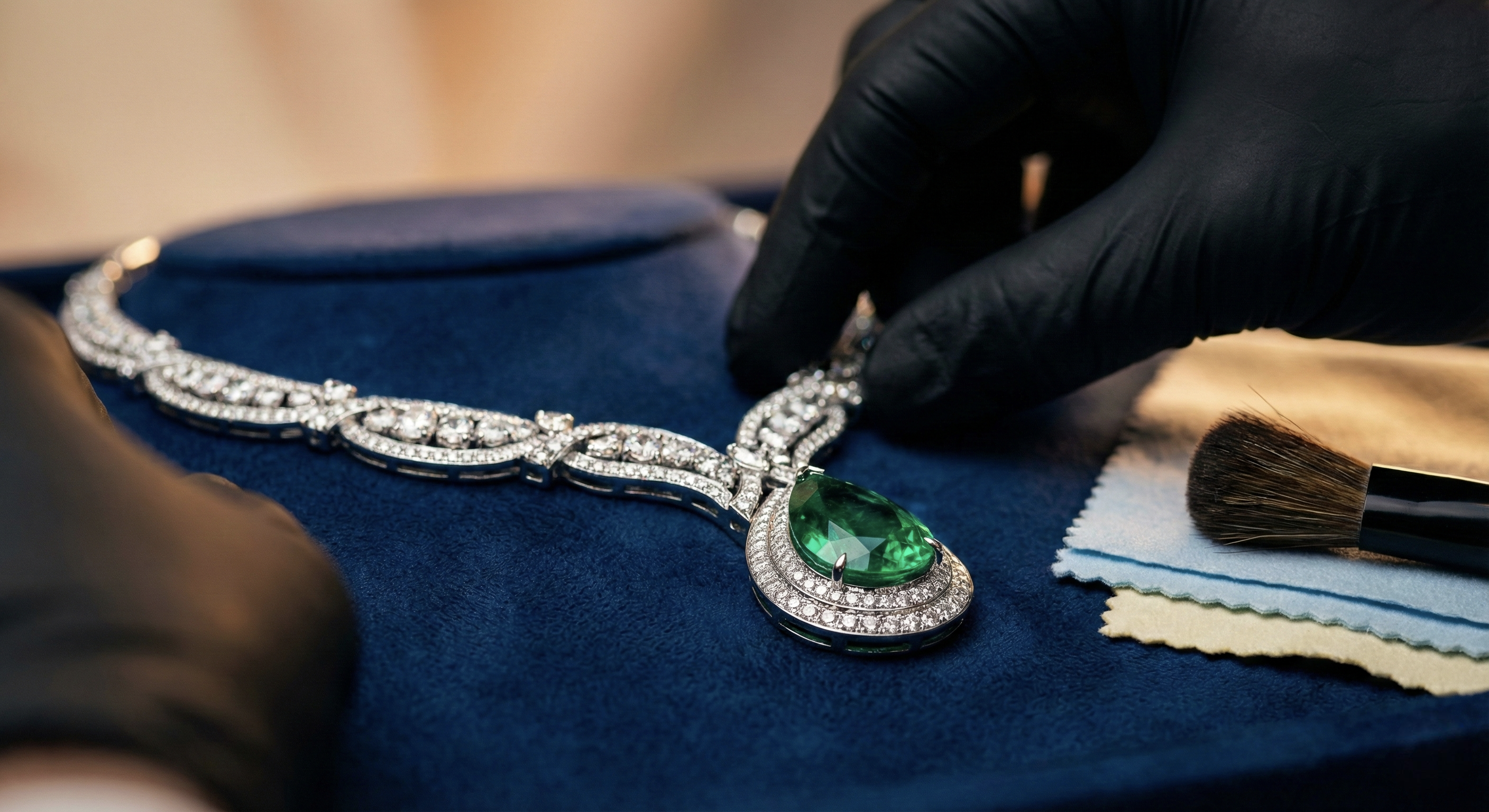 Finished jewelry piece shining